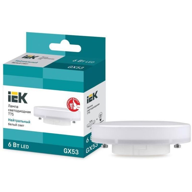 Лампа светодиодная LED 6вт GX53 белый таблетка ECO IEK 5530  в Коврове