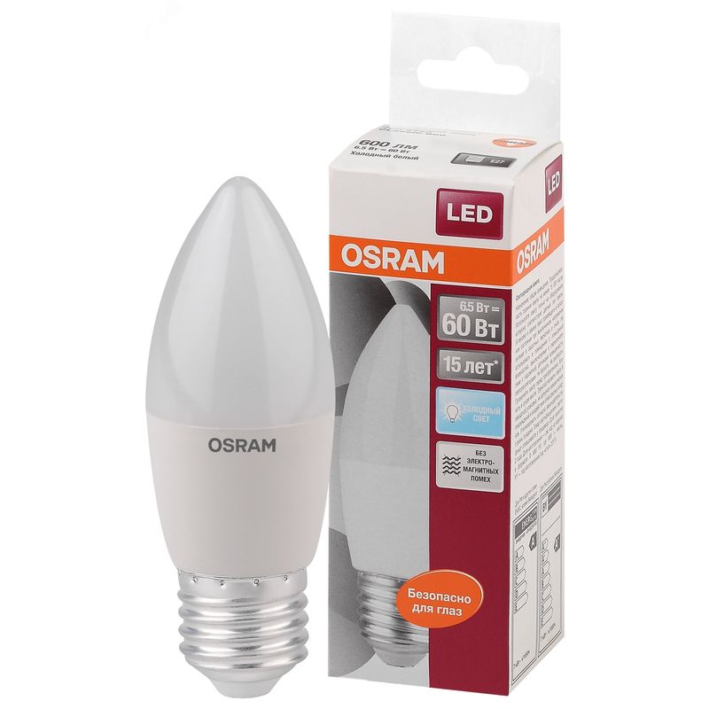 Лампа светодиодная LED 6,5Вт Е27 STAR ClassicB (замена 60Вт),тепл. бел. свет, мат. колба OSRAM 4232  в Коврове