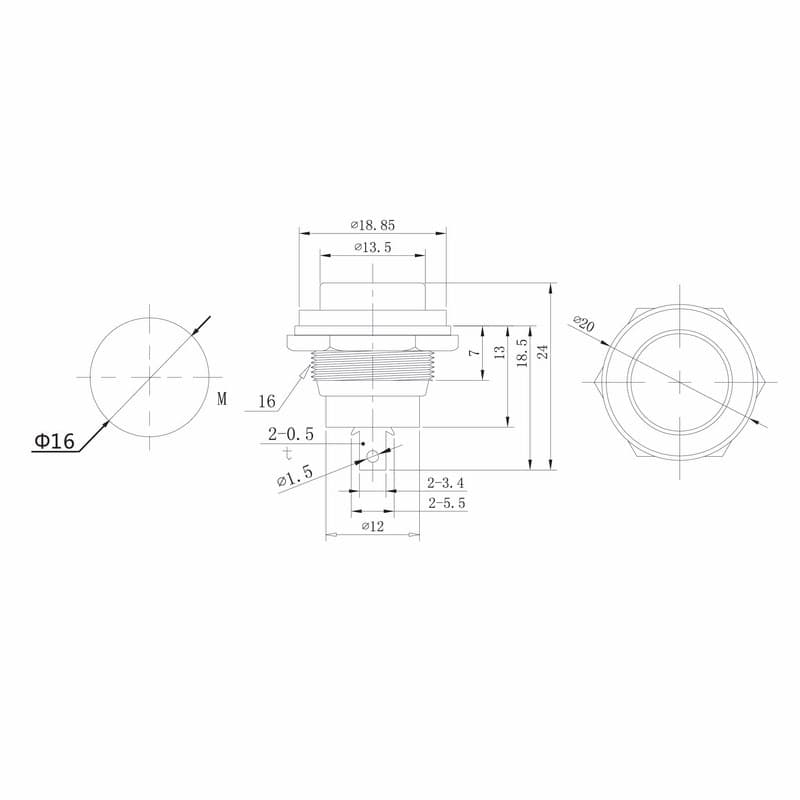 36-3355 Выключатель-кнопка  металл 250V 2А (2с) (ON)-OFF  Ø16.2  белая  REXANT  в Коврове
