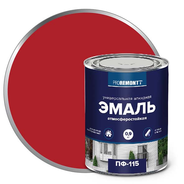 Эмаль ПФ-115 "PROREMONT"   0.9 кг красный 10/640  в Коврове