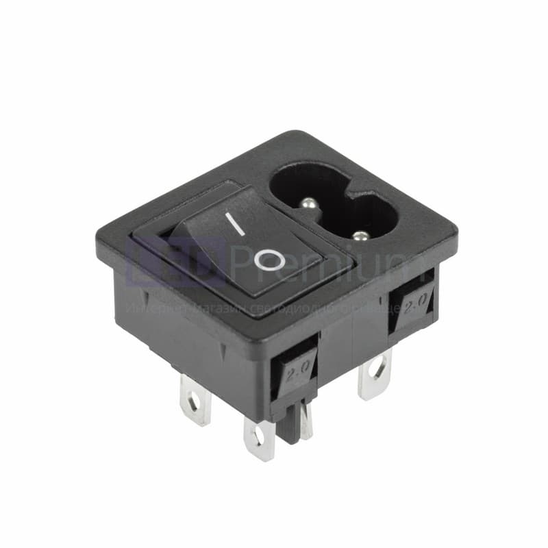 36-2284 Выключатель клавишный 250 V 6 А (4с) ON-OFF черный с штекером C8 2PIN  REXANT  в Коврове