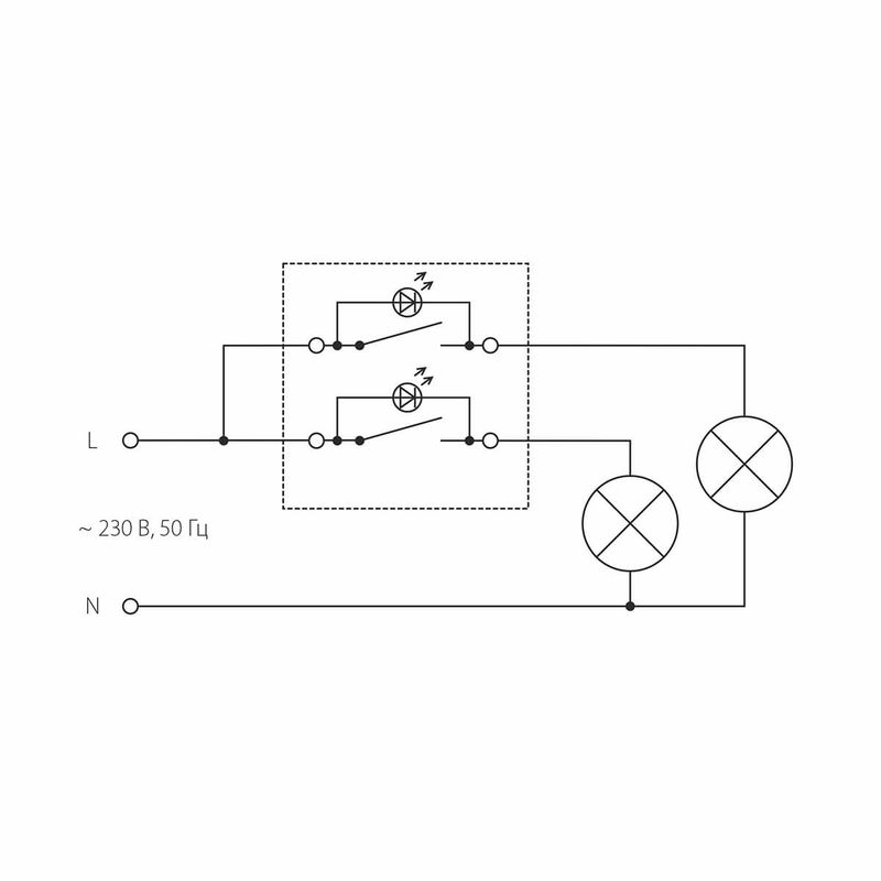 WL02-SW-2G-LED / Электроустановочные изделия - Выключатель двухклавишный с подсветкой (глянцевый ник  в Коврове