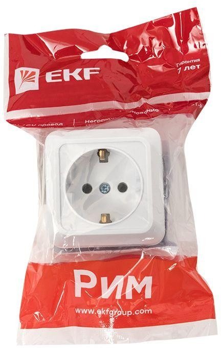 Рим Розетка 1-местная 16А с заземлением белая EKF  в Коврове