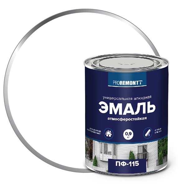 Эмаль ПФ-115 "PROREMONT"   0.9  кг бел.гл. 10/640  в Коврове