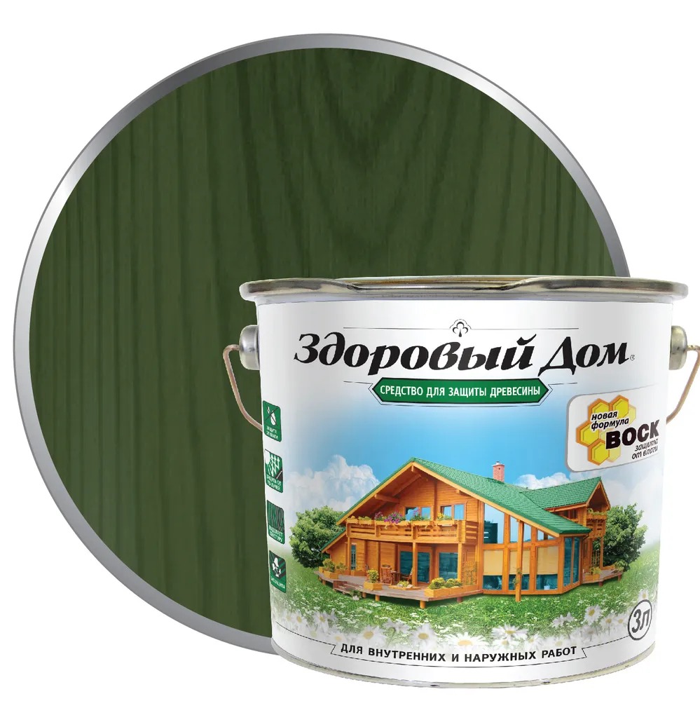 Здоровый Дом деревозащ.средство  3 л ел зелень ЛАКРА 4/140  в Коврове