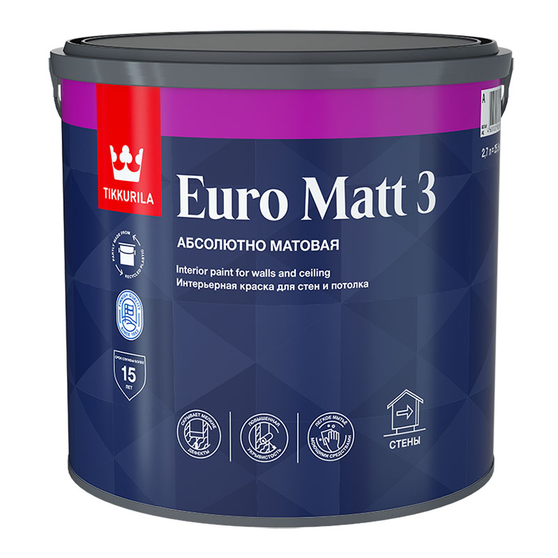 EURO MATT 3 С гл/мат 2,7л Краска интерьерная /1  в Коврове