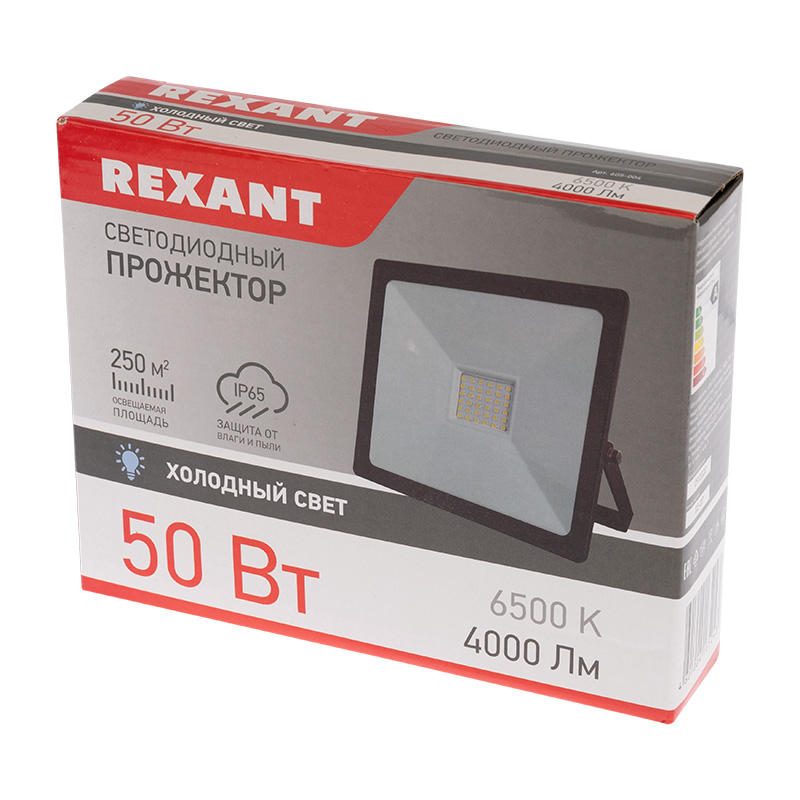 605-004 Прожектор светодиодный 50 Вт 200–260В IP65 4000 лм 6500 K холодный свет REXANT  в Коврове