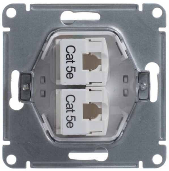 GSL000185KK Механизм розетки комп. 2-м RJ45+RJ45 белый GLOSSA  в Коврове