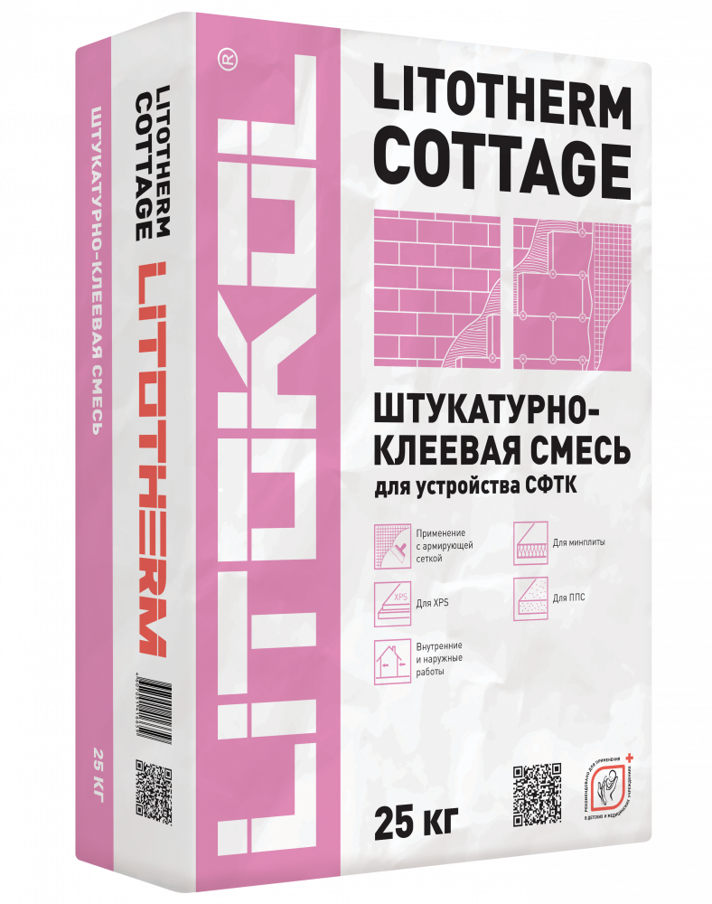 ЛИТОТЕРМ КОТТЕДЖ / LITOTHERM COTTAGE Универс штукат-клеевой состав 25 кг/54 шт.  в Коврове
