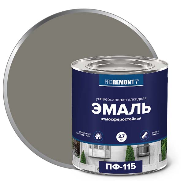 Эмаль ПФ-115 "PROREMONT"   2,7 кг серый 3/198  в Коврове