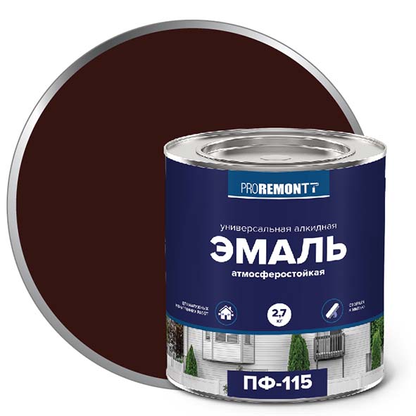 Эмаль ПФ-115 "PROREMONT"   2,7 кг шокол.-коричневый 3/198  в Коврове