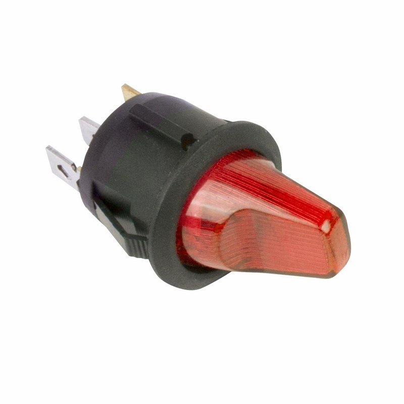36-2590 Выключатель клавишный круглый 12V 16А (3с) ON-OFF красный  с подсветкой  REXANT  в Коврове