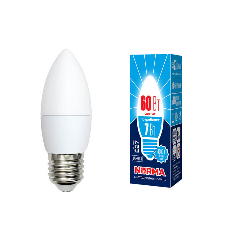 UL-00003798 Лампа светодиодная свеча мат. Серия Norma 4000K LED-C37-7W/NW/E27/FR/NR 4612  в Коврове