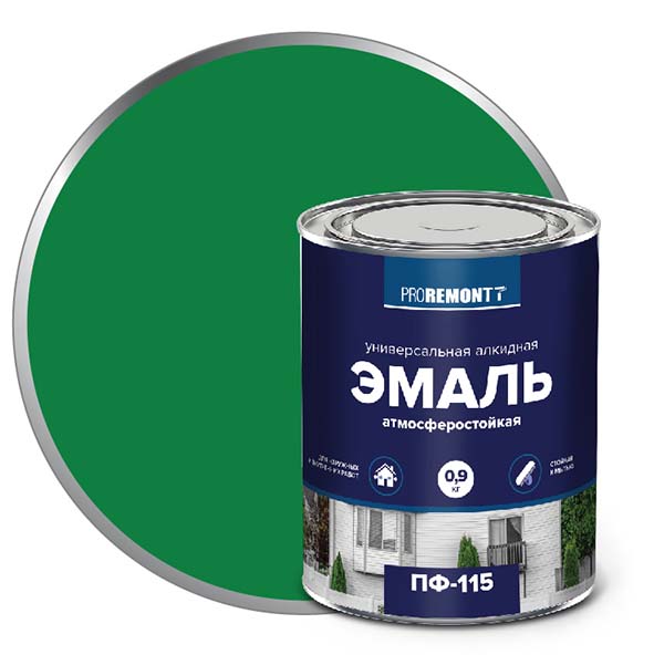 Эмаль ПФ-115 "PROREMONT"   0.9 кг ярко-зел. 10/640  в Коврове