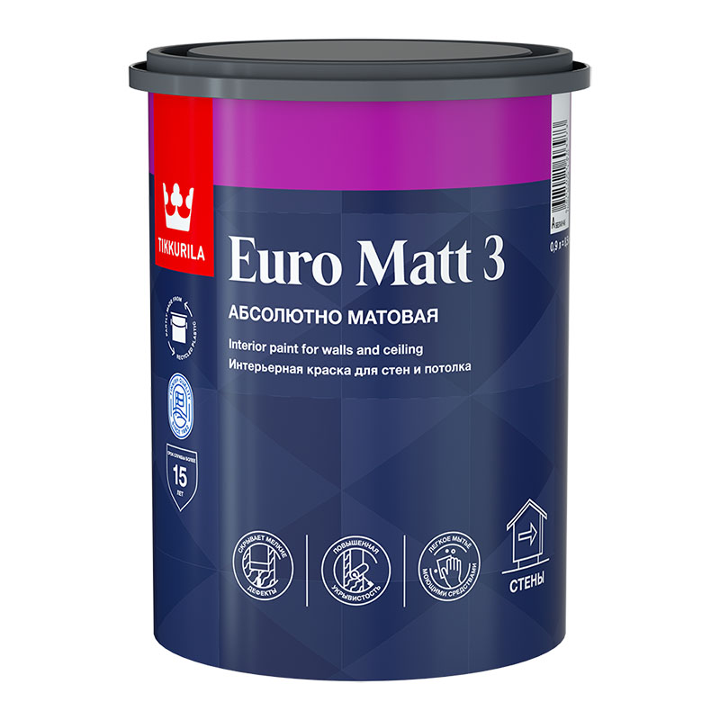 EURO MATT 3 А гл/мат 0,9л Краска интерьерная /6  в Коврове