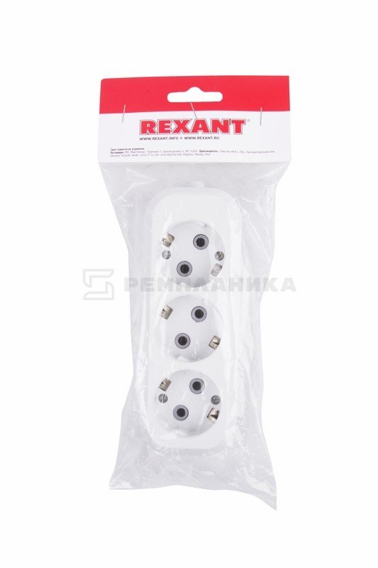 11-8704 Колодка 3 гнезда с заземлением Rexant  в Коврове