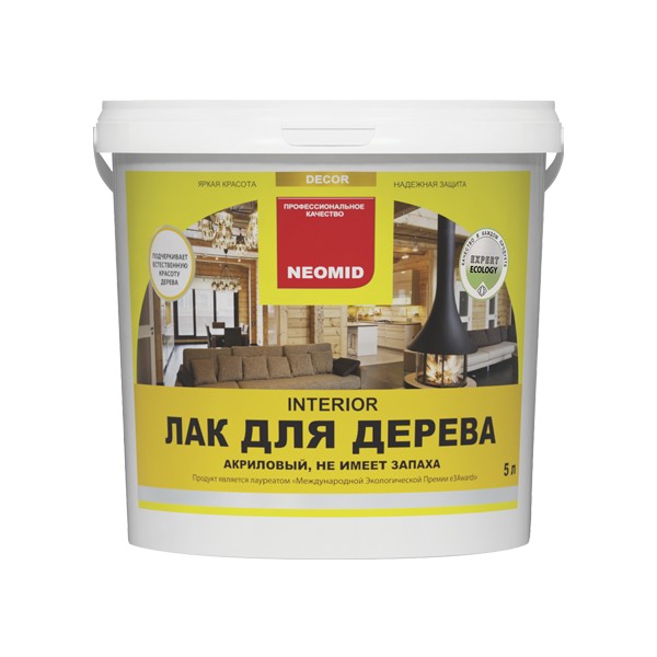 Неомид INTERIOR лак акриловый д/древесины 5 л полуматовый  /4  в Коврове