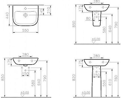 Vitra S20 Раковина 55 см белая 5502B003-0001   в Коврове