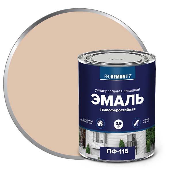 Эмаль ПФ-115 "PROREMONT"   0.9  кг Слоновая кость RAL 1015 10/640  в Коврове