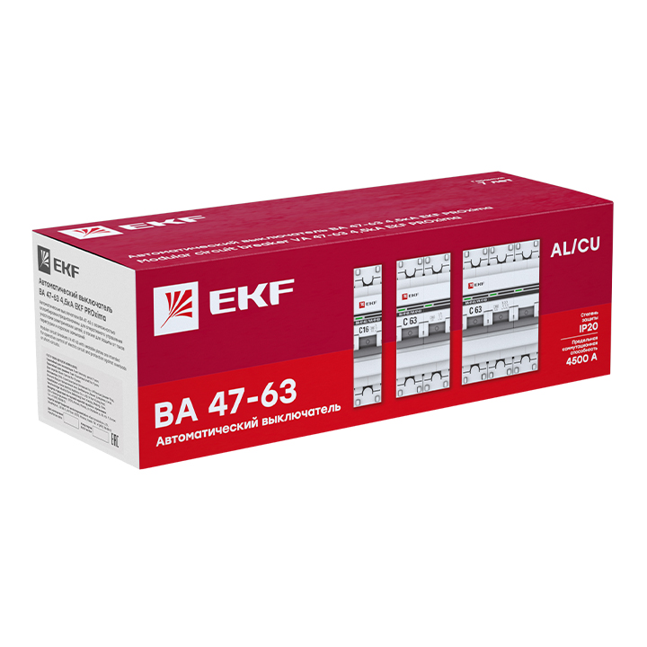 Выключатель автоматический 1P 50А (C) 4,5kA ВА 47-63 PROxima EKF  в Коврове