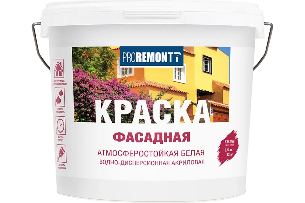 Краска фасадная "PROREMONTT" белый   6.5кг Л-С  /72  в Коврове