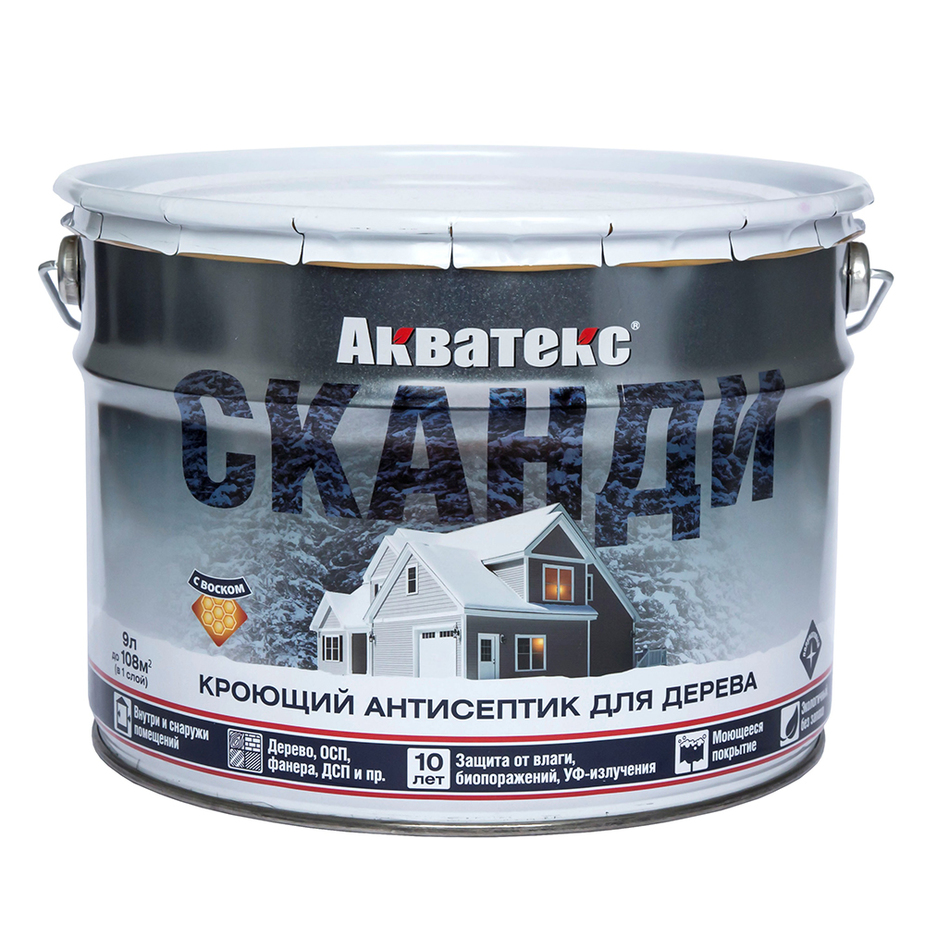 Акватекс СКАНДИ антисептик д/ дерева   9 л карамель   1/55  в Коврове