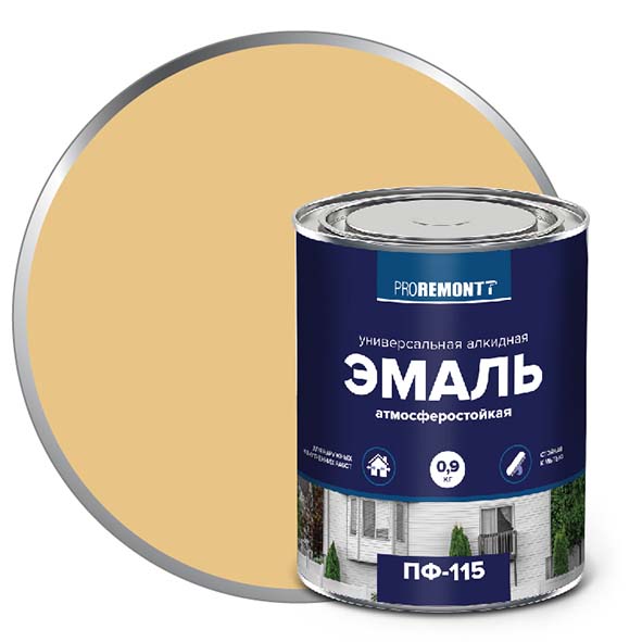 Эмаль ПФ-115 "PROREMONT"   0.9  кг бежевый 10/640  в Коврове