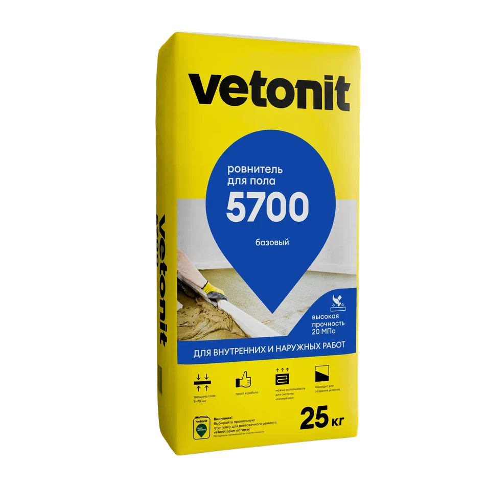 Базовый ровнитель для пола 5700 Vetonit 25 кг /48  в Коврове
