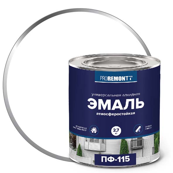 Эмаль ПФ-115 "PROREMONT"   2,7 кг бел.гл. 3/198  в Коврове