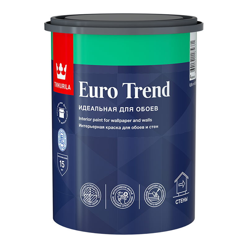 EURO TREND А  мат. 0,9л Краска д/обоев и стен /6  в Коврове