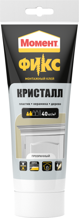 Клей Момент Фикс Кристалл Клей монтажный Туба Прозрачный 185г /12  в Коврове