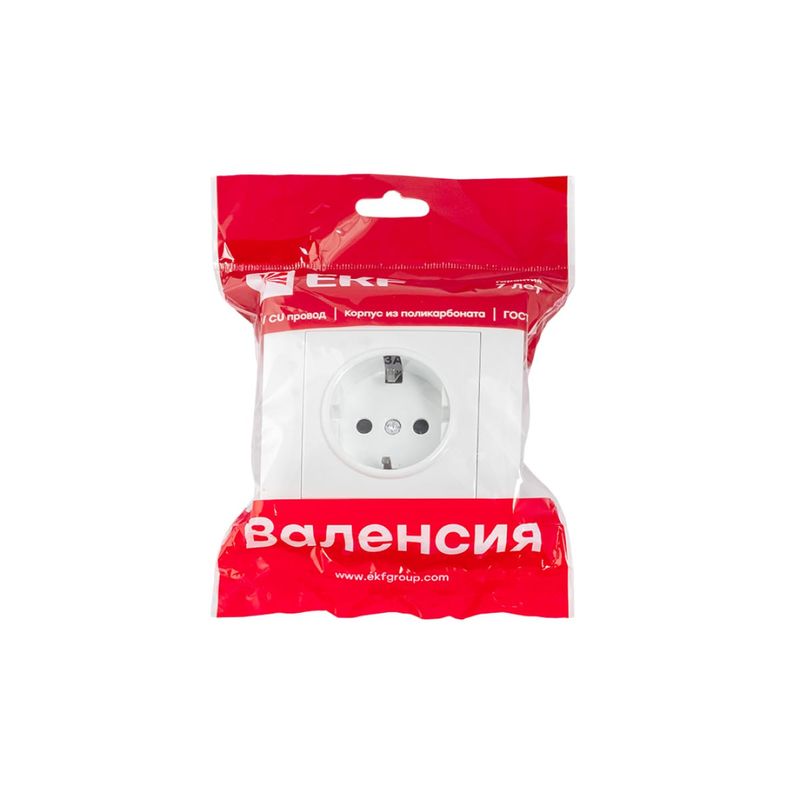 Валенсия розетка 1-местная с/з 16А белая с защ. штор. EKF PROxima EWR16-028-10	  в Коврове