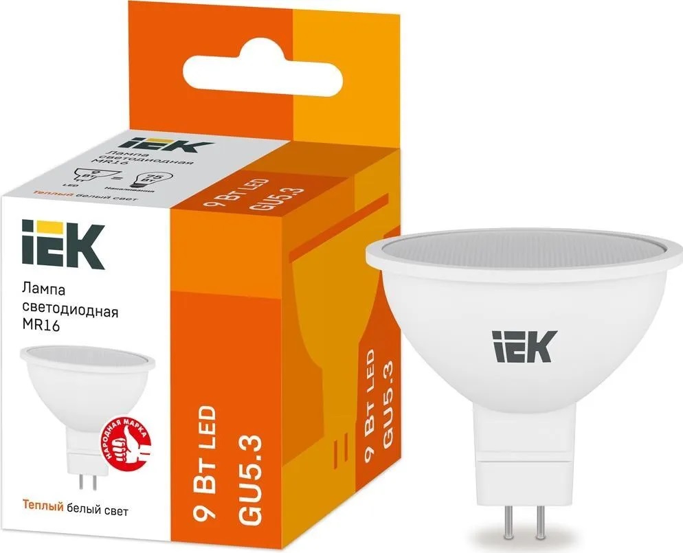 Лампа светодиодная LED 9вт 230в GU5.3 тепло-белый (IEK)  в Коврове
