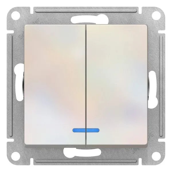 ATN000453 Механизм выключателя 2-кл. ATLAS DESIGN с подсветкой (сх.5а) 10АХ жемчуг SchE  в Коврове