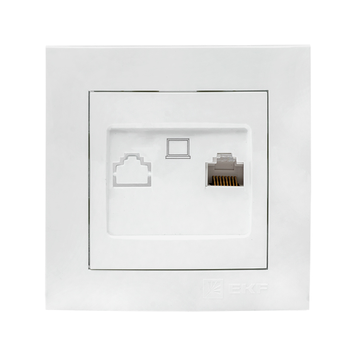 Валенсия розетка компьютерная RJ-45 1-местная белая EKF PROxima EWK01-035-10  в Коврове