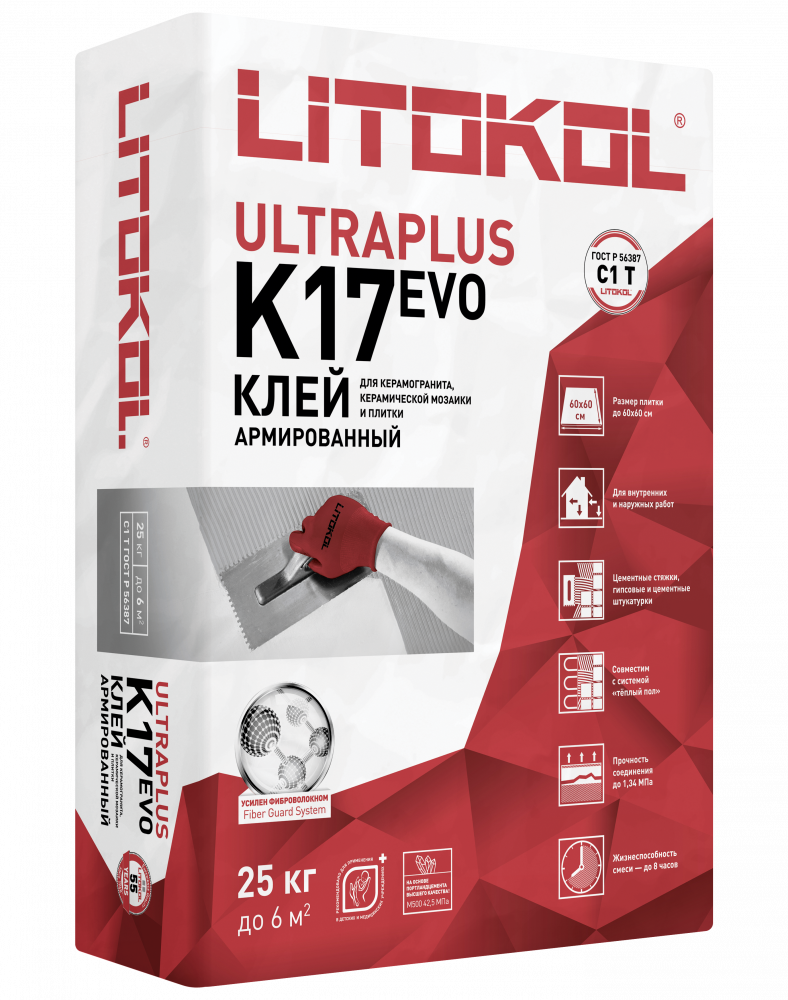 K17 LITOKOL (класс С1 T) - Клей для плитки и керамогранита (25 кг)/54шт  в Коврове