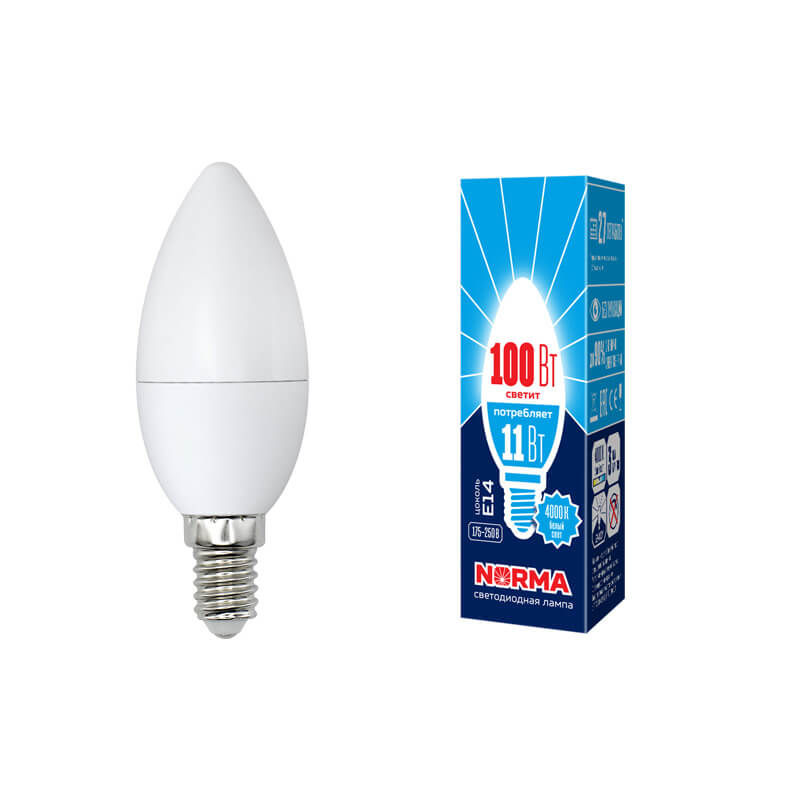 UL-00003811 Лампа светодиодная свеча матовая Серия Norma.4000K LED-C37-11W/NW/E14/FR/NR 7712  в Коврове