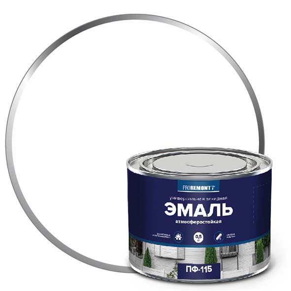 Эмаль ПФ-115 "PROREMONT"   0.5  кг бел.гл. 8/800  в Коврове