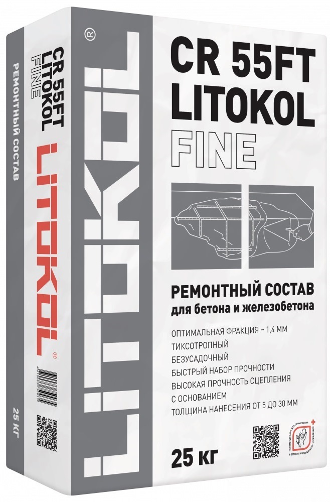 LITOKOL CR 55FT FINE Ремонтный состав для бетона и железобетона (мелкая фракция) 25кг/54 шт.  в Коврове