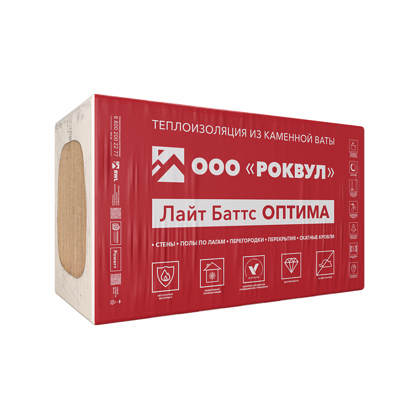 Плиты минераловатные ROCKWOOL ЛАЙТ БАТТС ОПТИМА 1000*600*100 (3м2/ 0,3 м3/уп) /20  в Коврове