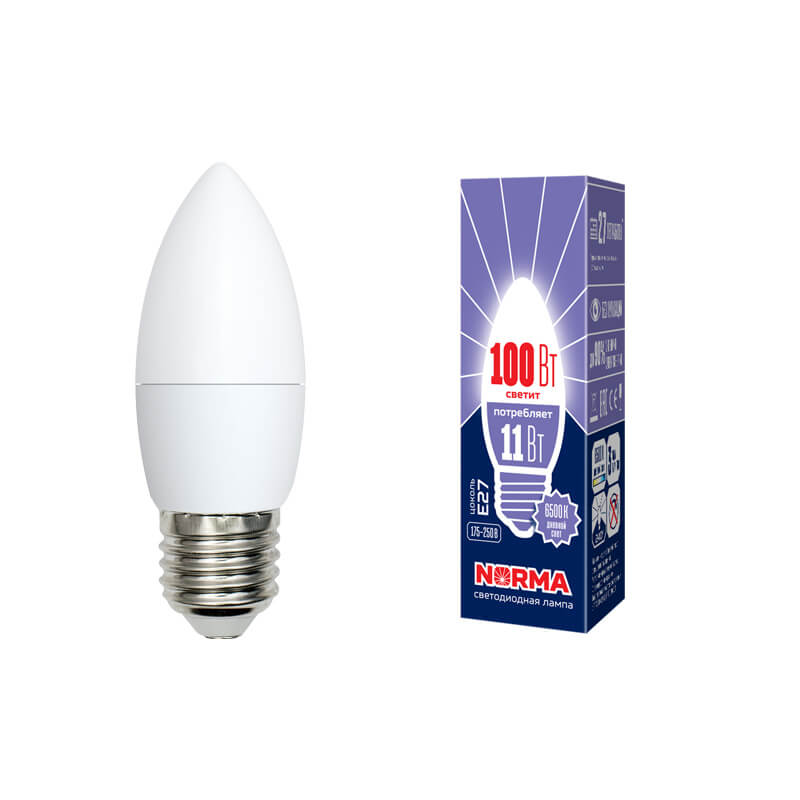 UL-00003813 Лампа светодиодная свеча",мат.Серия Norma 6500K LED-C37-11W/DW/E27/FR/NR 7682  в Коврове