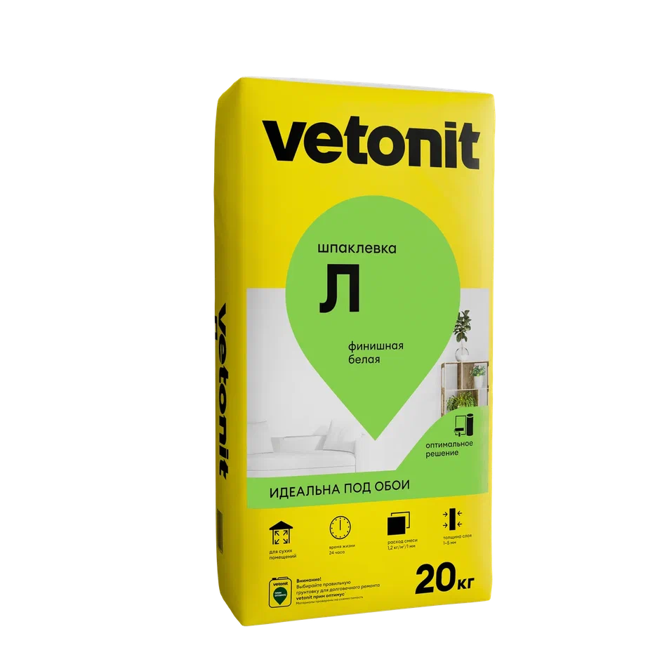Шпатлевка финишная Л Vetonit 20 кг белый /54  в Коврове