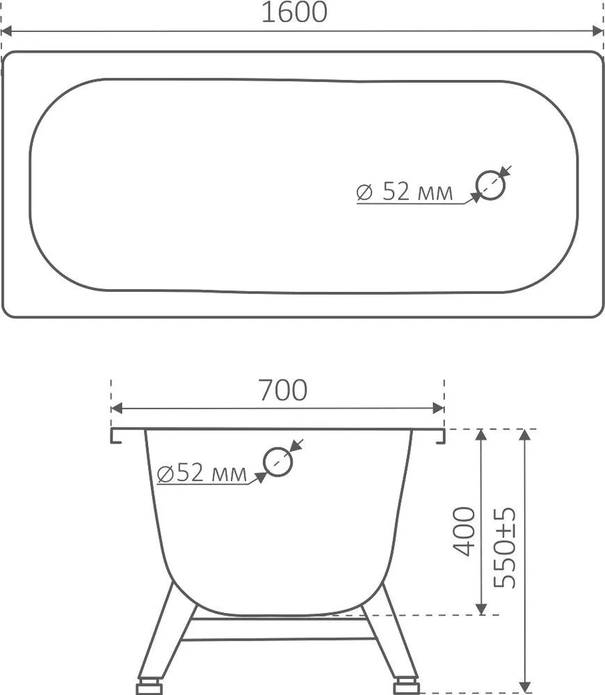 Ванна сталь.ANTIKA 160х70х40 (бел.орхидея) с опорн.подст. ОР-61200  в Коврове